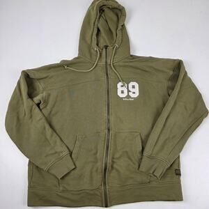 G-Star Raw Hoodie Mens Large Green Sports Zip Loose Full Zip Pullover 89 Logo
